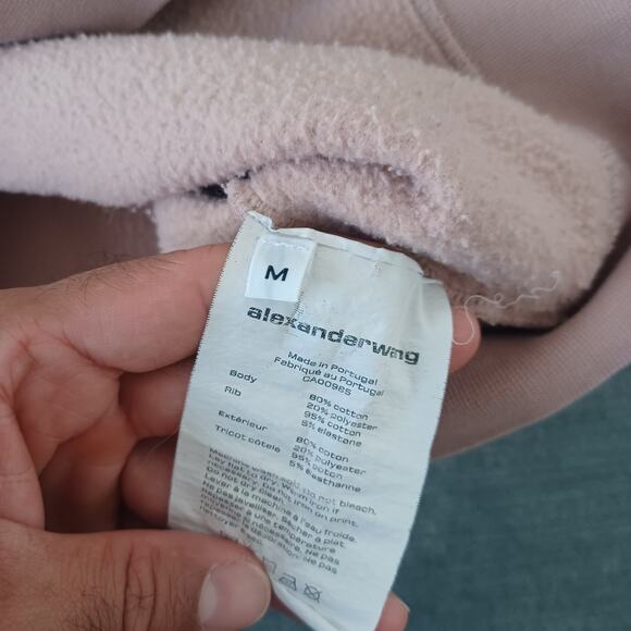 Alexander Wang Hoodie Sweater Womens M Mauve Pink Foundation Terry Logo Casual - Picture 4 of 11